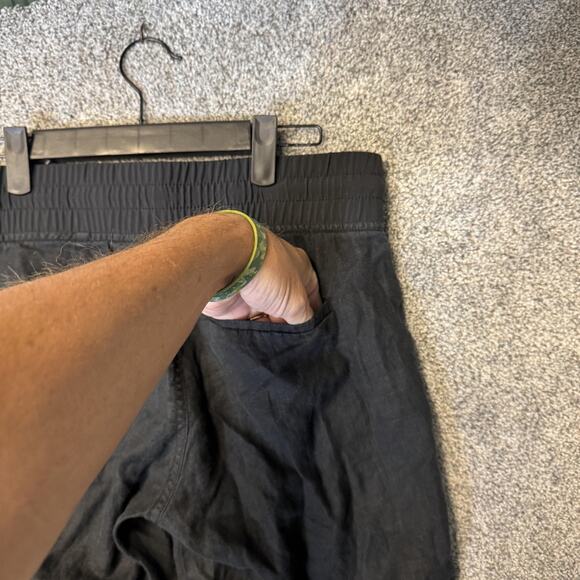 Athleta Pants Womens 4P Black Linen Jogger Elastic Waist Zip Pockets Cuffed - Picture 11 of 16